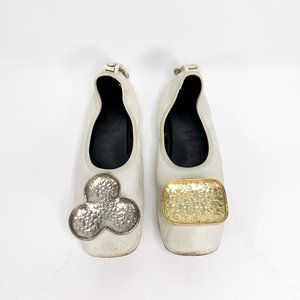 loewe shamrock leather ballet flats